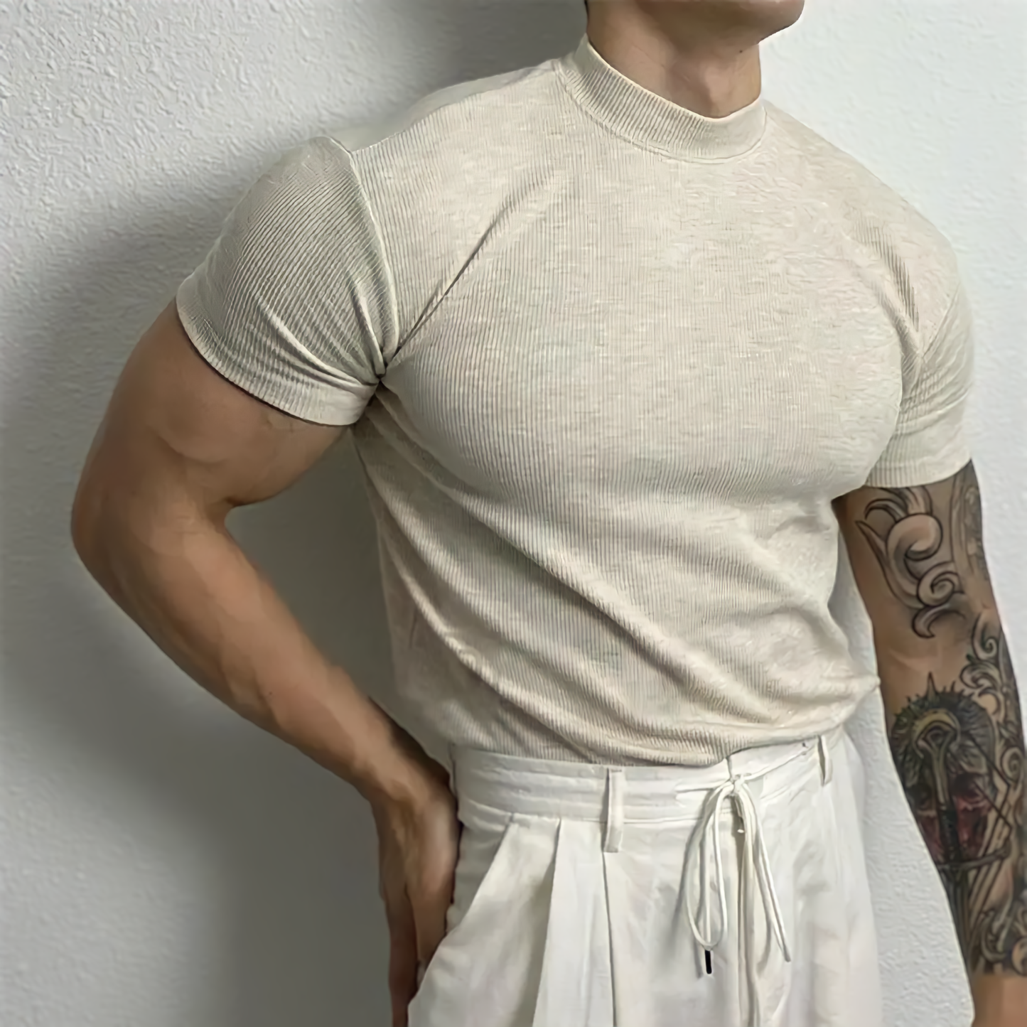 Luca Mock Neck Muscle Fit Shirt