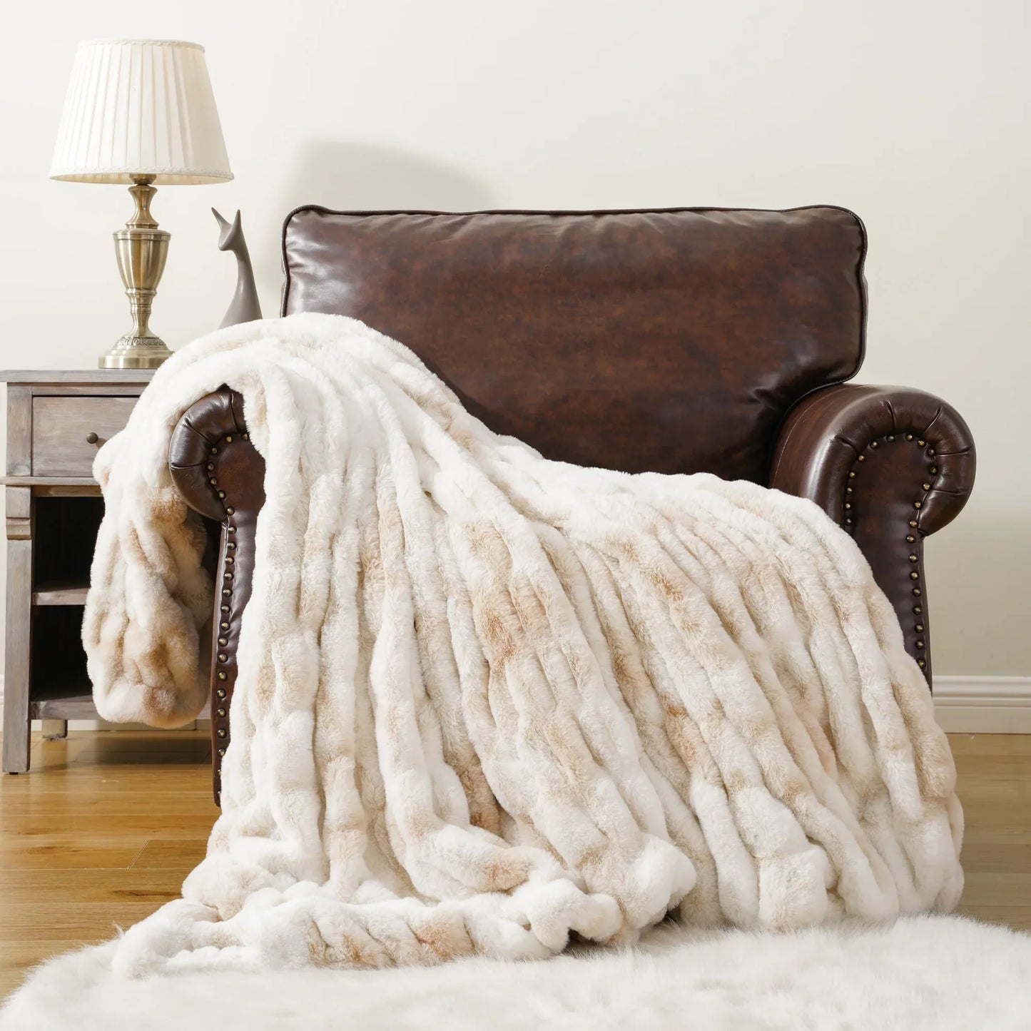 Luxurious Faux Rabbit Fur Blanket Throw