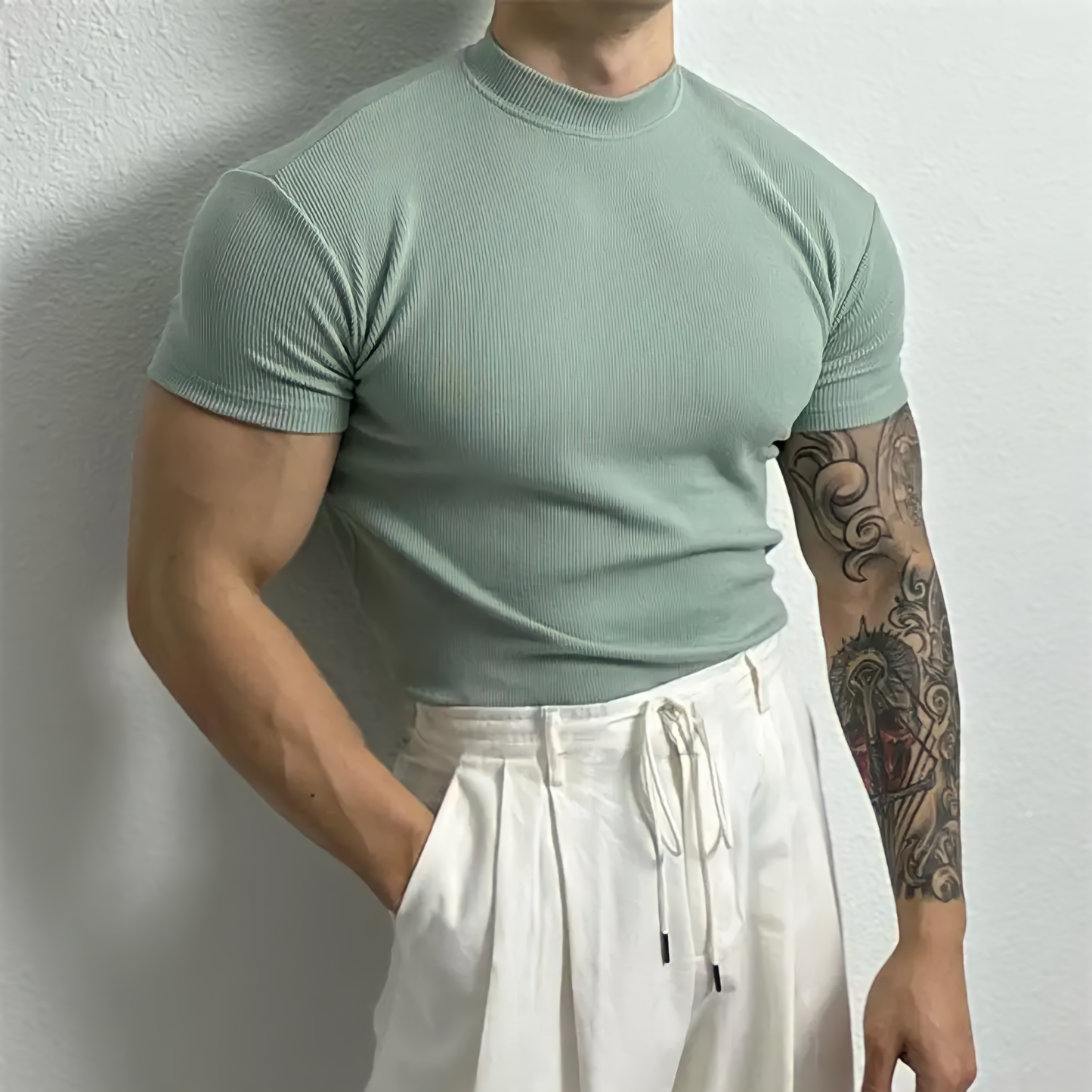 Luca Mock Neck Muscle Fit Shirt