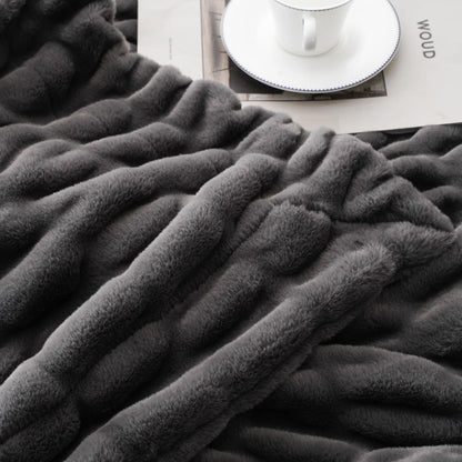 Luxurious Faux Rabbit Fur Blanket Throw